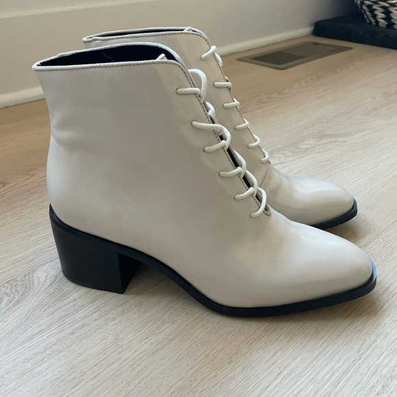 Jeffrey Campbell Off-White Lace-Up Heeled Boots - Picture 4 of 8